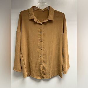 Casual Tan Button-Down Women's Shirt